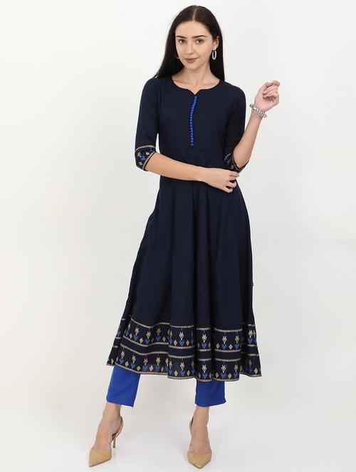 solid anarkali kurta - 17710022 - Very Small Image - 1
