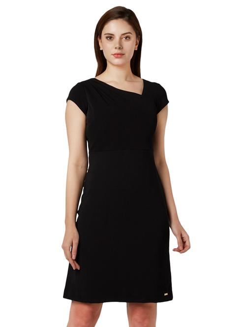 v-neck solid a-line dress - 17710623 - Very Small Image - 1
