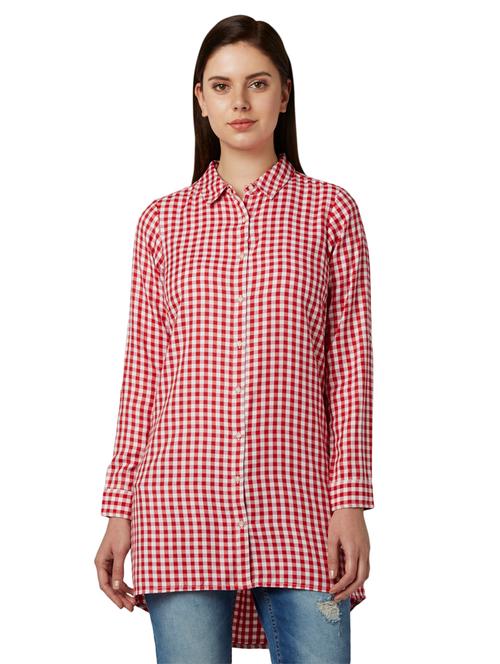 high low gingham checkered shirt - 17710628 - Very Small Image - 1