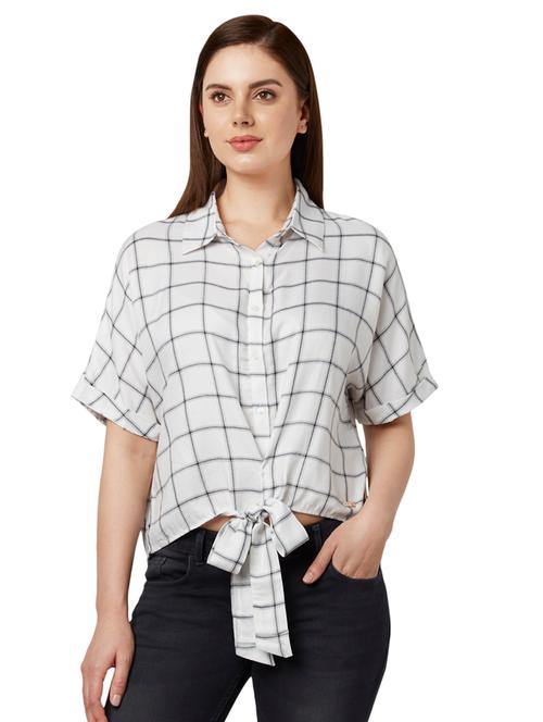 tie front checkered shirt - 17710647 - Very Small Image - 1