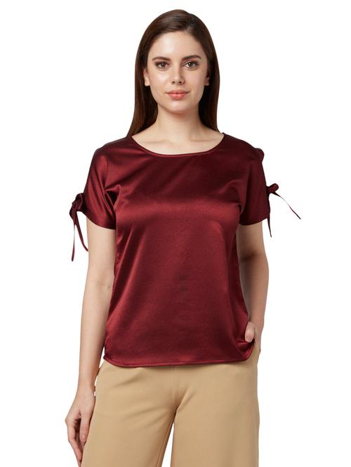 tie knot sleeved solid top - 17710713 - Very Small Image - 1
