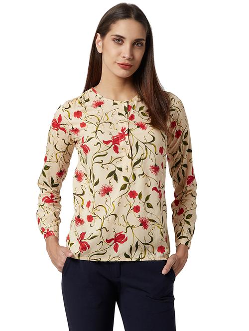round neck floral top - 17710717 - Very Small Image - 1