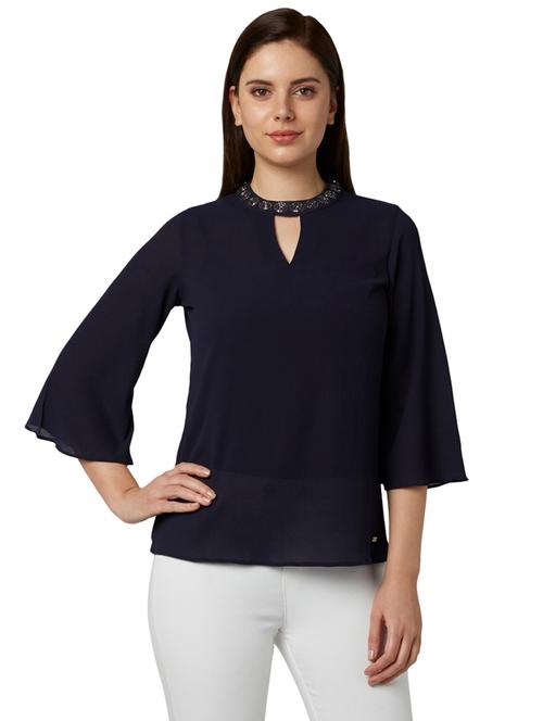 embellished key hole neck top - 17710726 - Very Small Image - 1