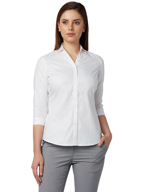 curved hem solid shirt - 17710737 - Very Small Image - 1