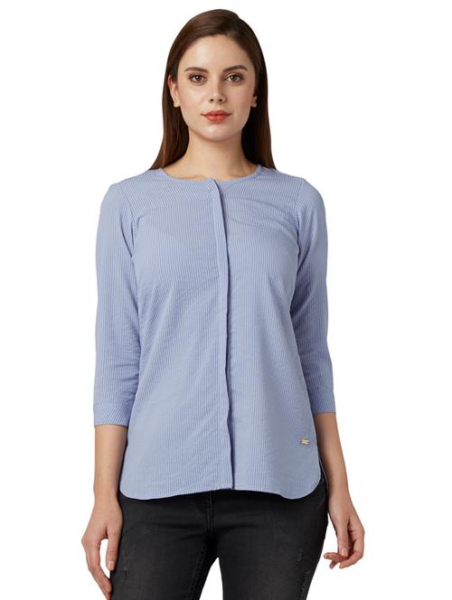 concealed placket striped top - 17710739 - Very Small Image - 1
