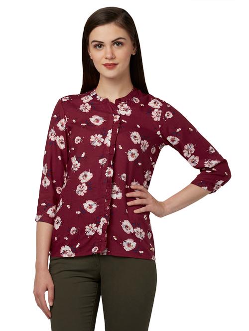 mandarin neck floral top - 17710741 - Very Small Image - 1