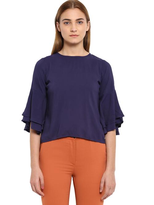 bell sleeved solid top - 17710753 - Very Small Image - 1