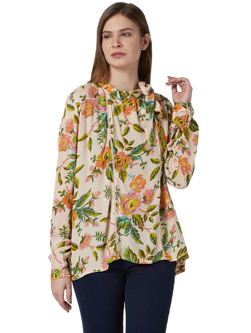 beige viscose regular top - 17710802 - Very Small Image - 1