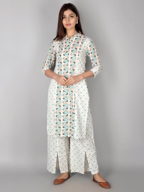 floral kurta palazzo set - 17714832 - Very Small Image - 1