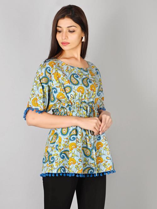 drawstring waist paisley top - 17714968 - Very Small Image - 1