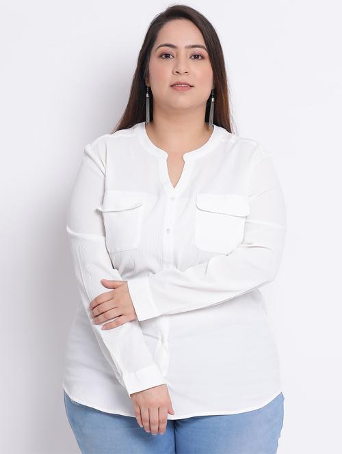 mandarin neck plus shirt - 17715041 - Very Small Image - 1