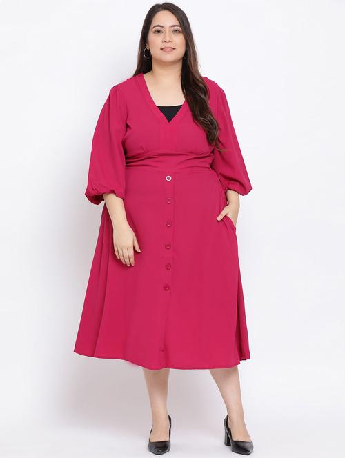 tie back solid plus dress - 17715086 - Very Small Image - 1