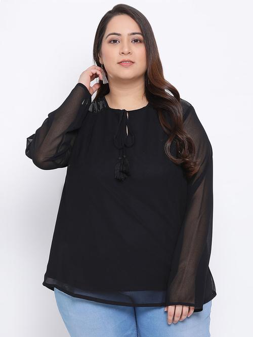 tie up neck plus top - 17715124 - Very Small Image - 1