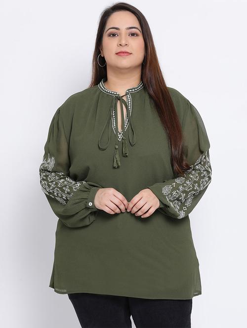 tie up neck plus top - 17715132 - Very Small Image - 1