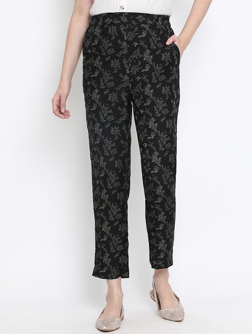 high rise printed flat front trouser - 17715231 - Very Small Image - 1