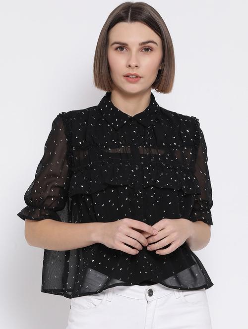frill detail printed shirt - 17715268 - Very Small Image - 1
