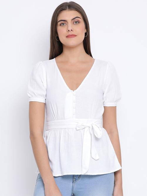tie front peplum top - 17715280 - Very Small Image - 1
