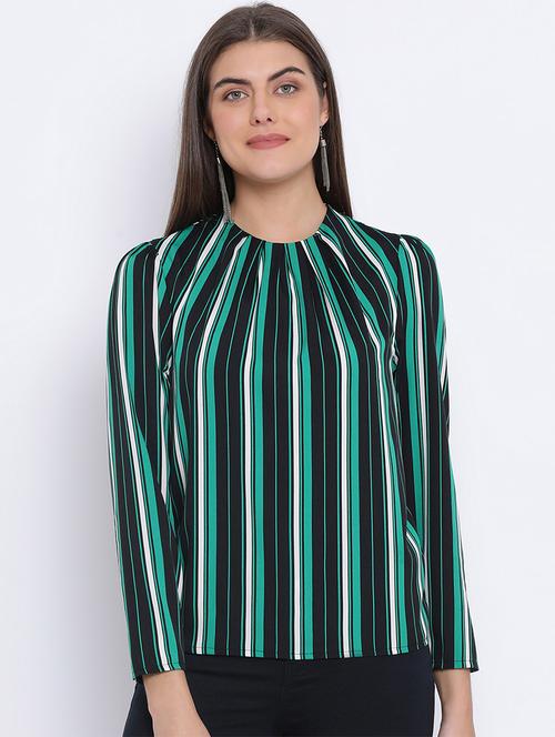 pleat detail striped top - 17715312 - Very Small Image - 1