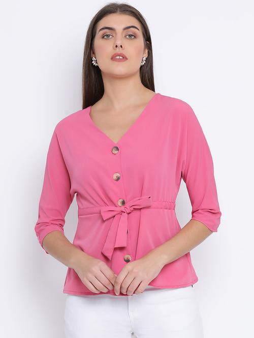 tie front solid top - 17715317 - Very Small Image - 1