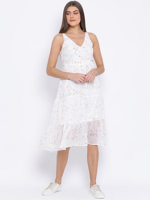 v-neck floral a-line dress - 17715439 - Very Small Image - 1
