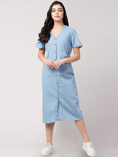 light blue denim aline dress - 17715536 - Very Small Image - 1