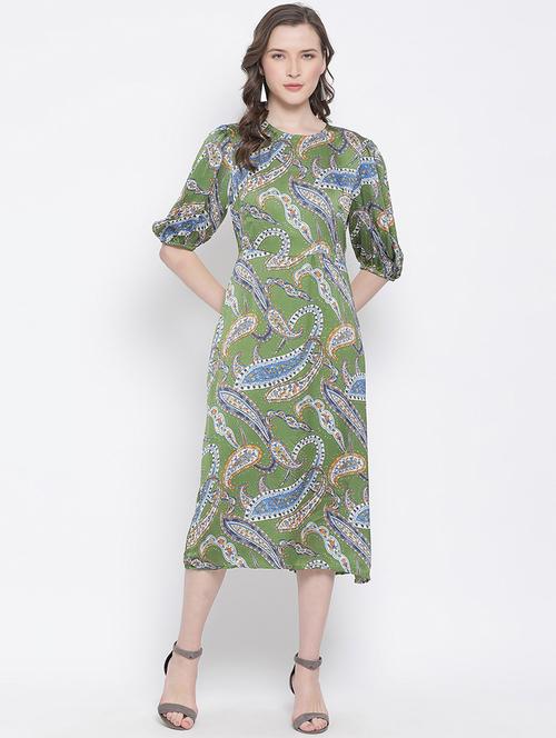 green polyester aline dress - 17715549 - Very Small Image - 1