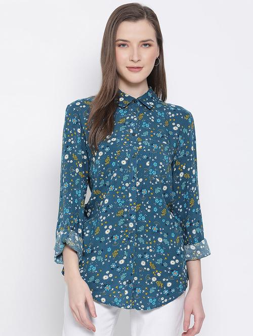 curved hem floral shirt - 17715558 - Very Small Image - 1