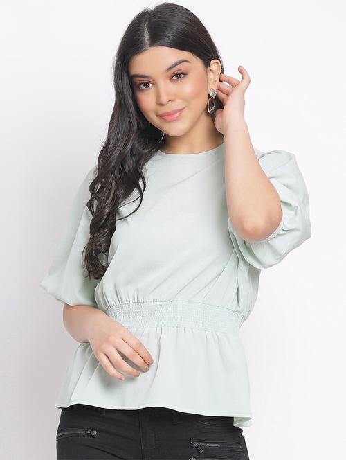 puff sleeves peplum top - 17715563 - Very Small Image - 1
