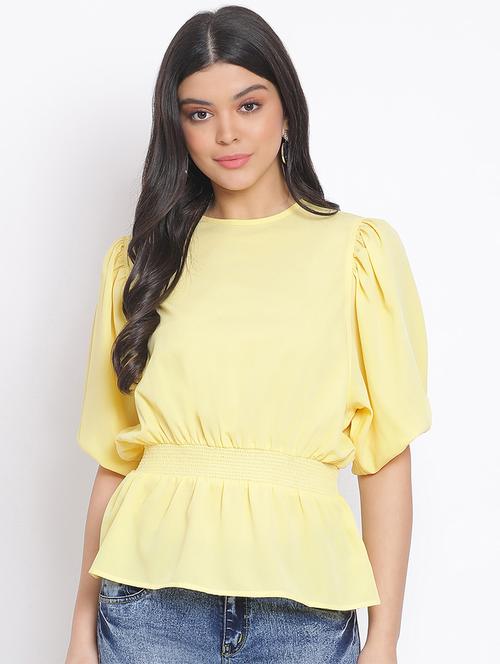 puff sleeves peplum top - 17715565 - Very Small Image - 1