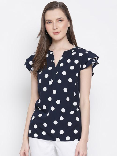 mandarin neck polka dot top - 17715579 - Very Small Image - 1
