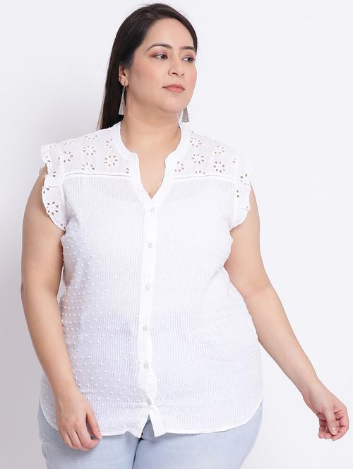 mandarin neck plus top - 17715587 - Very Small Image - 1