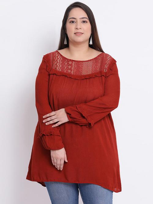 maroon viscose aline tunic - 17715595 - Very Small Image - 1