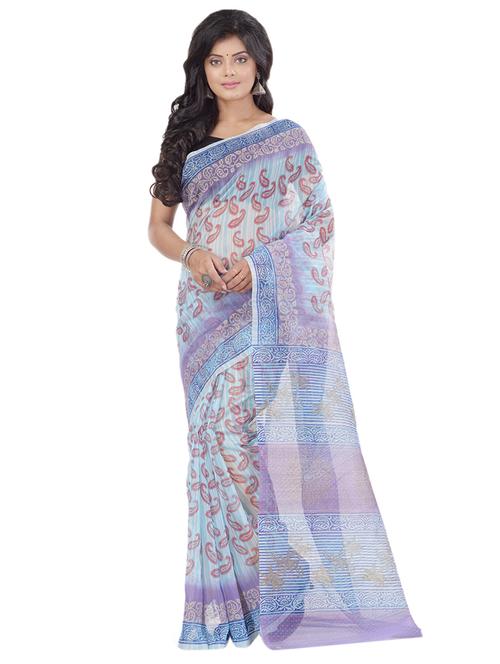 sky blue cotton silk kota doria saree - 17715662 - Very Small Image - 1