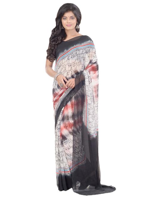 white chiffon saree - 17715669 - Very Small Image - 1