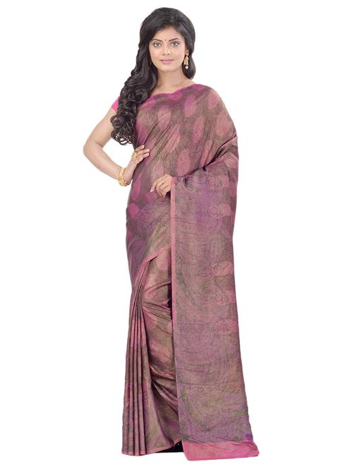 burgundy tussar silk saree with blouse - 17715672 - Very Small Image - 1