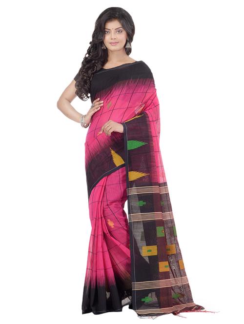 pink cotton handloom saree with blouse - 17715678 - Very Small Image - 1