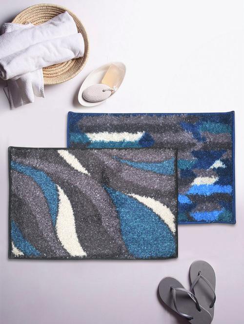 bianca soft-cotton bath mat with rubber back -2pc small (super dry) abstract-blue/grey4 blue/grey8 - 17716919 - Very Small Image - 1