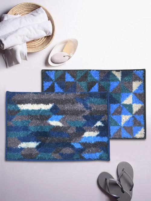 bianca soft-cotton bath mat with rubber back -2pc small (super dry) abstract-blue/grey5 blue/grey8 - 17716925 - Very Small Image - 1