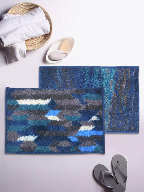 bianca soft-cotton bath mat with rubber back -2pc small (super dry) abstract-blue/grey5 blue/grey8 - 17716926 - Very Small Image - 1