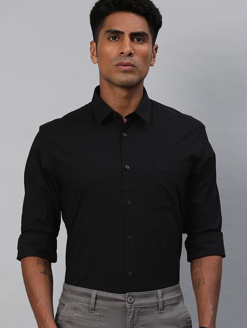 black solid casual shirt - 17716945 - Very Small Image - 1