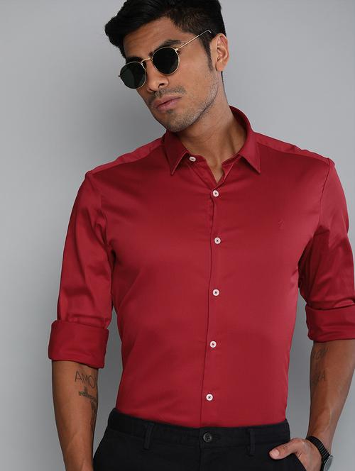 red solid casual shirt - 17717045 - Very Small Image - 1