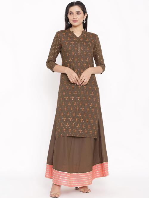 printed kurta skirt set - 17717135 - Very Small Image - 1