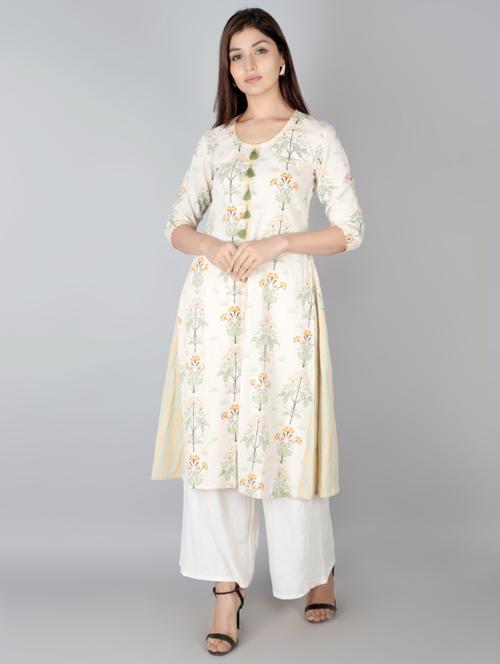 floral a-line kurta with tassels - 17717186 - Very Small Image - 1
