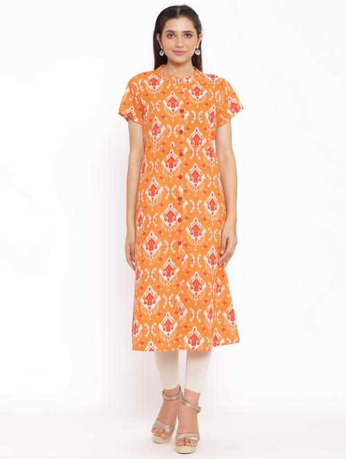 ikat printed straight kurta - 17717236 - Very Small Image - 1