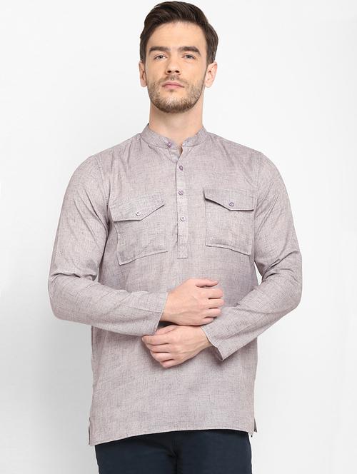 grey solid short kurta - 17718747 - Very Small Image - 1