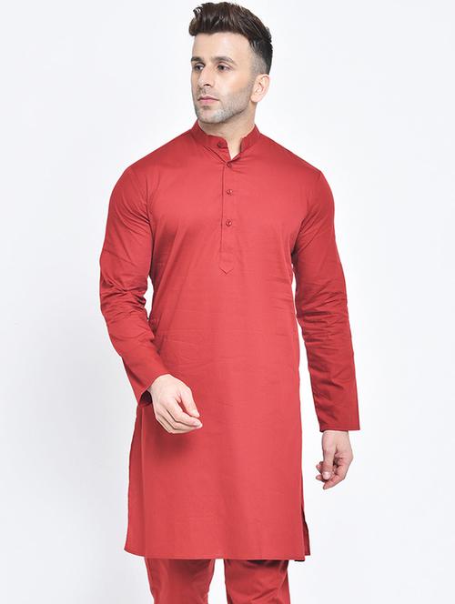 red solid long kurta - 17718786 - Very Small Image - 1