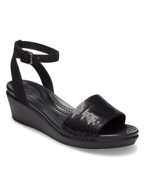 crocs leigh black women's wedge - 17726843 - Very Small Image - 1