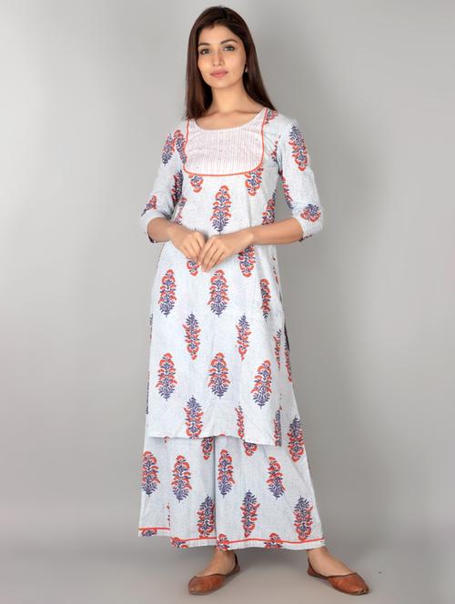 floral kurta palazzo set - 17727153 - Very Small Image - 1