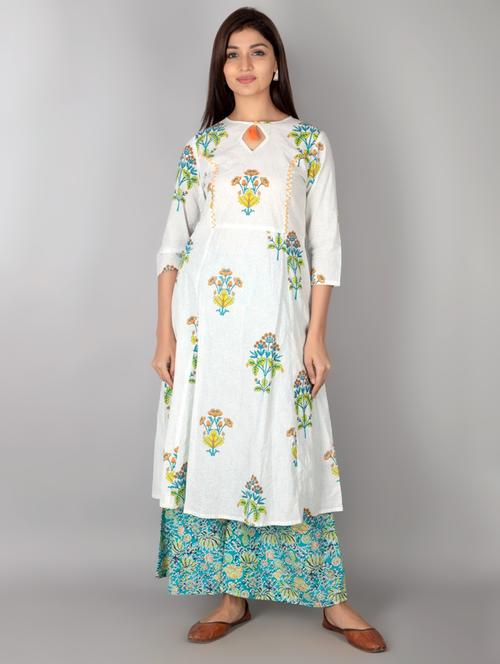 floral kurta palazzo set - 17727156 - Very Small Image - 1
