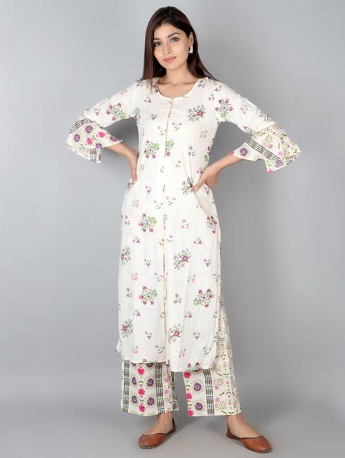 floral kurta palazzo set - 17727157 - Very Small Image - 1